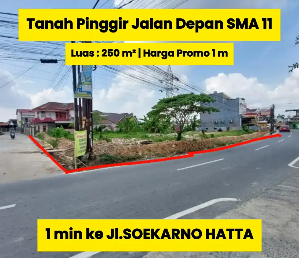 Tanah pinggir jalan Pakjo Inspektur Marzuki | Depan SMA 11