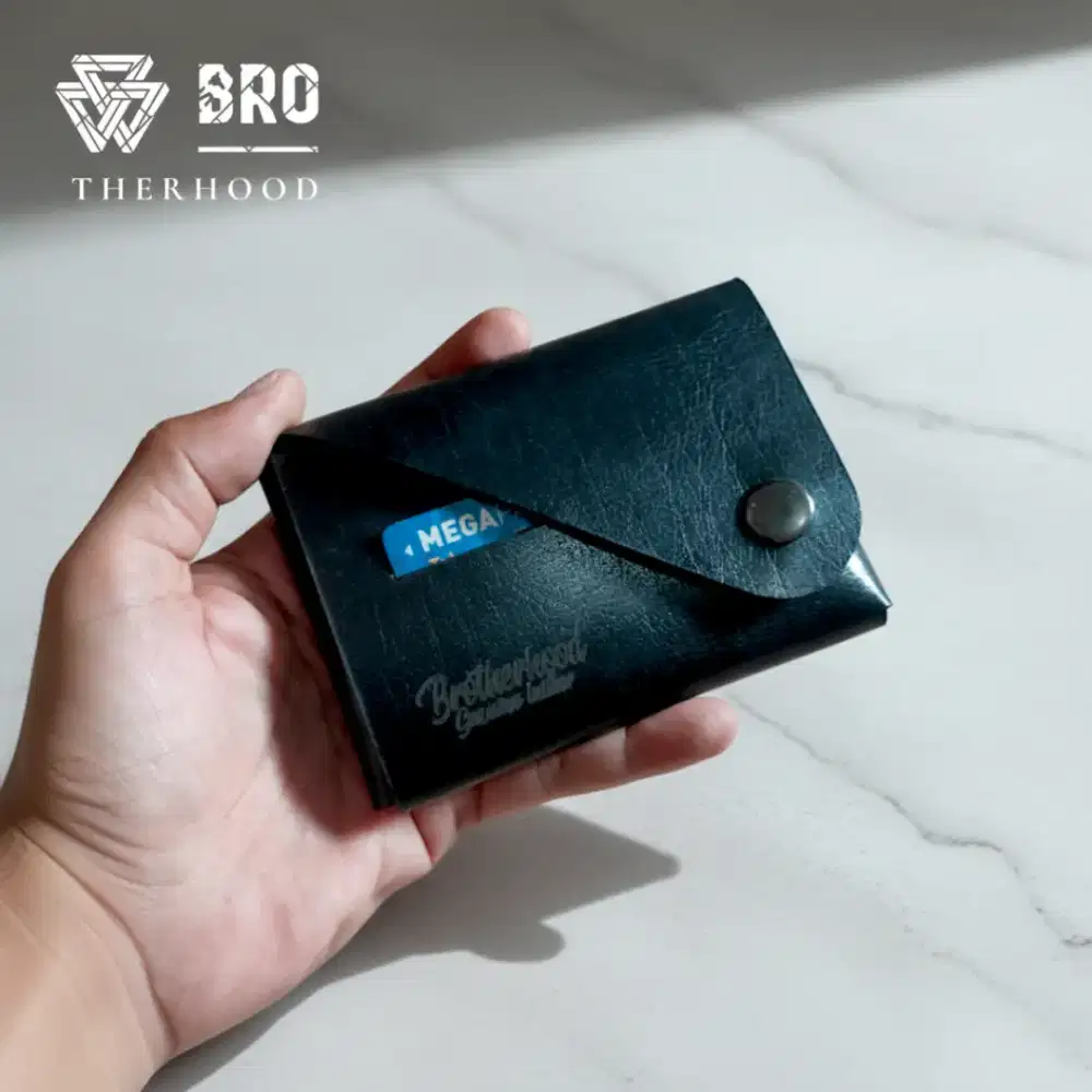 Dompet kartu kulit sapi asli tanpa furing dan jahitan