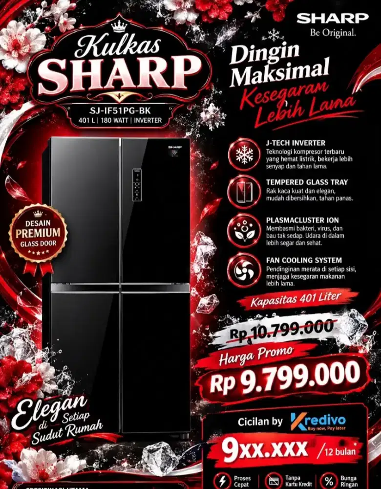 Kulkas Multidoor Sharp 401L Inverter