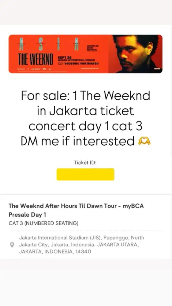 Tiket Konser The Weeknd day 1