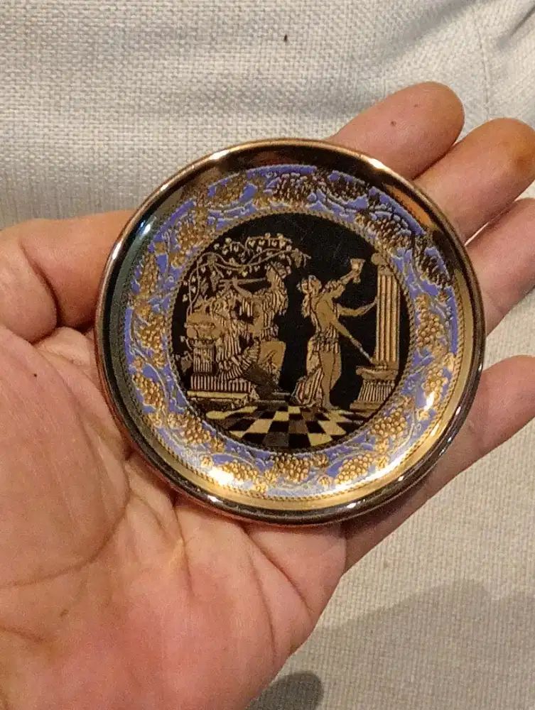 pajangan keramik hand made lapis emas 24k & blue cobalt Made in greece