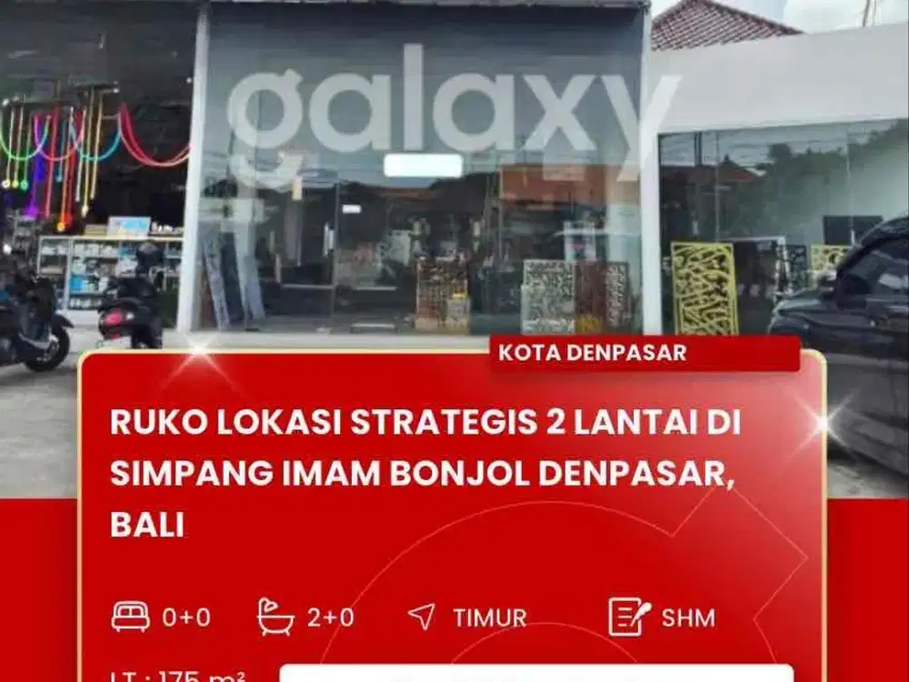 DISEWAKAN RUKO 2 LANTAI STRATEGIS DI SIMPANG IMAM BONJOL DENPASAR