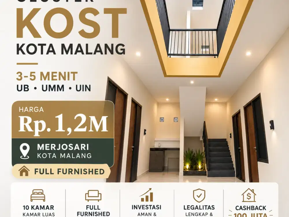 Investasi Properti Kost 10–17 Kamar, Cashback hingga Rp120 Juta