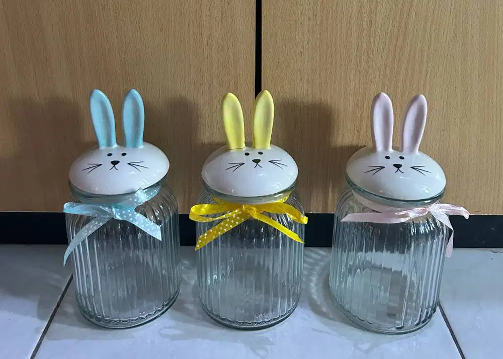(NEW)  Informa Glass Jar Bunny Set isi 3