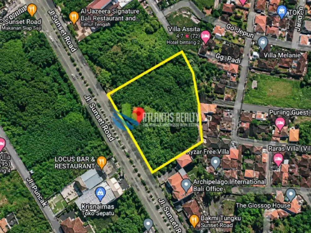 Dijual tanah kavling komersial di Bali-Sunset Road, kuta seminyak bali