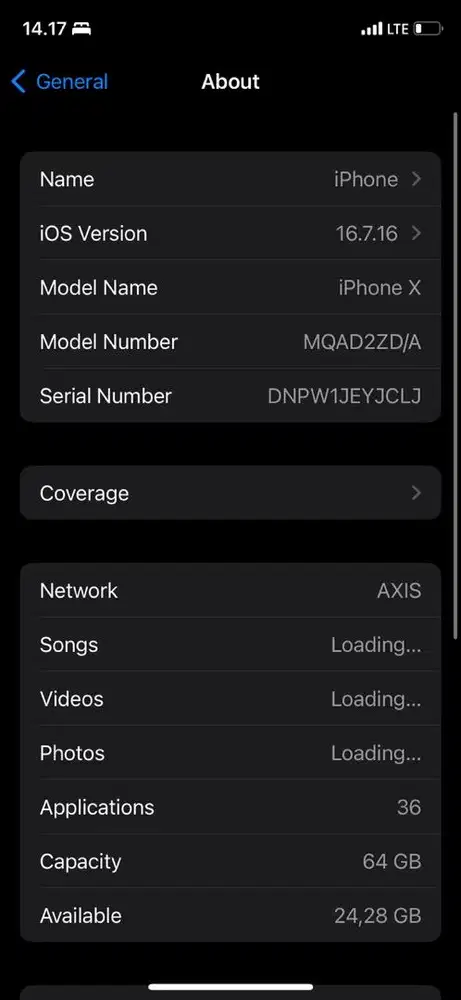 Iphone X 64gb ex inter silver