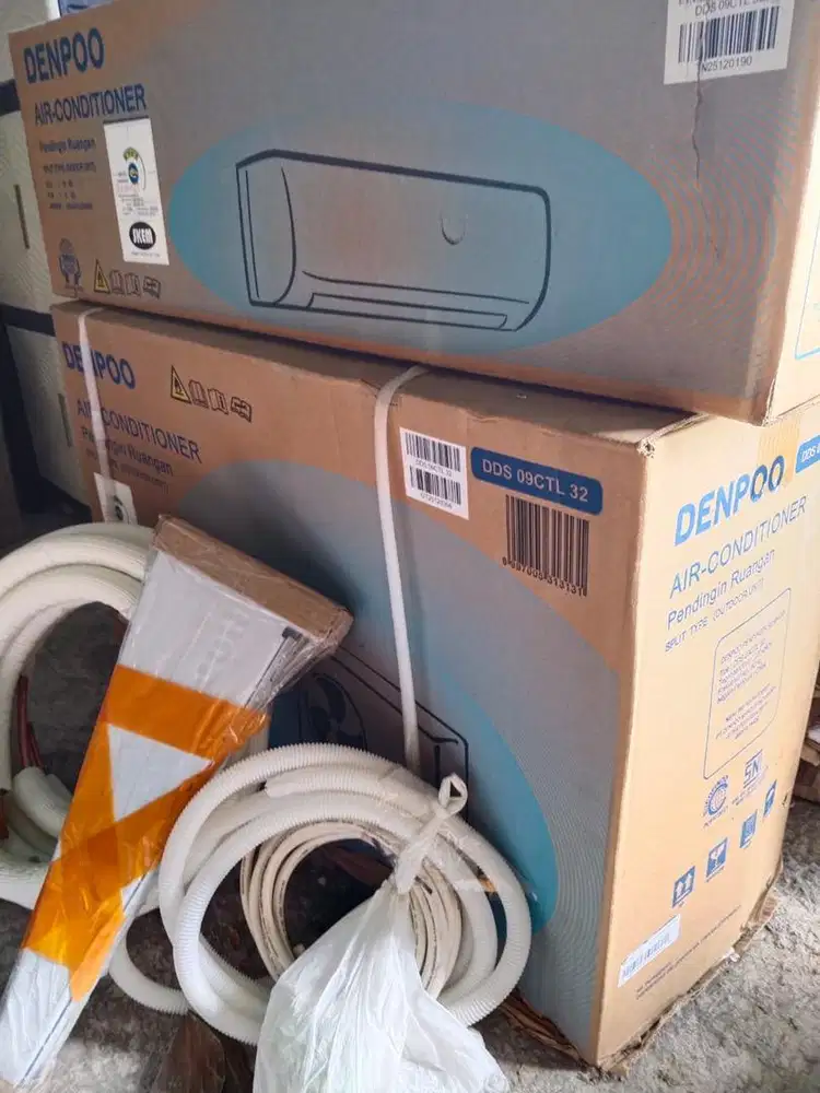 AC Denpoo 1 PK + outdoor dan braket, kondisi baru ( BUC )