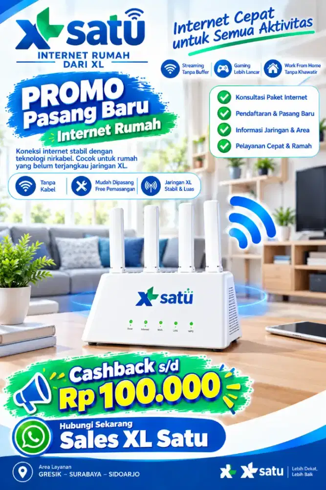 Promo pasang baru Wifi XL SATU / First Media