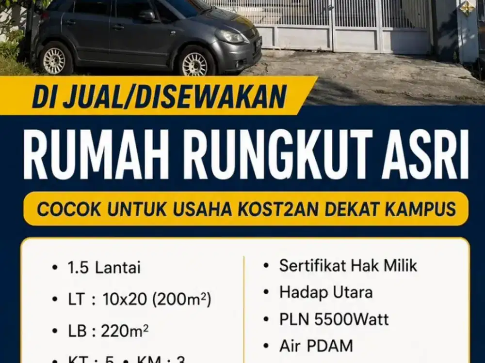 CA1240 DIJUAL RUMAH BAGUS 1,5 LT SIAP HUNI STRATEGIS SHM DI RUNGKUT ASRI