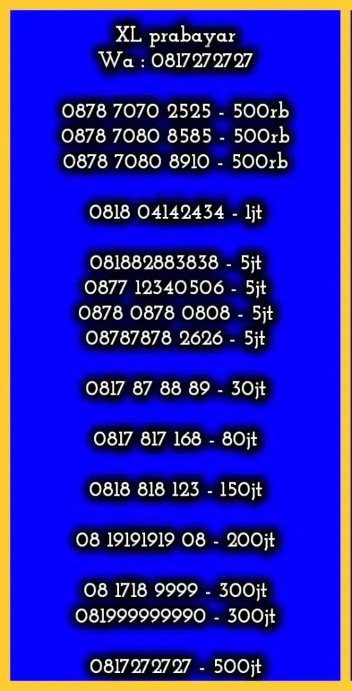 NOMOR CANTIK XL prabayar