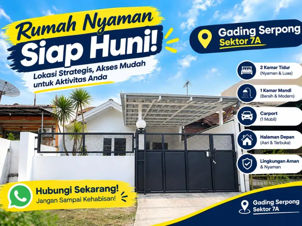 Dijual Rumah Sektor 7A Gading Serpong 126 m2 2 Plus 1 Kamar Tidur SHM