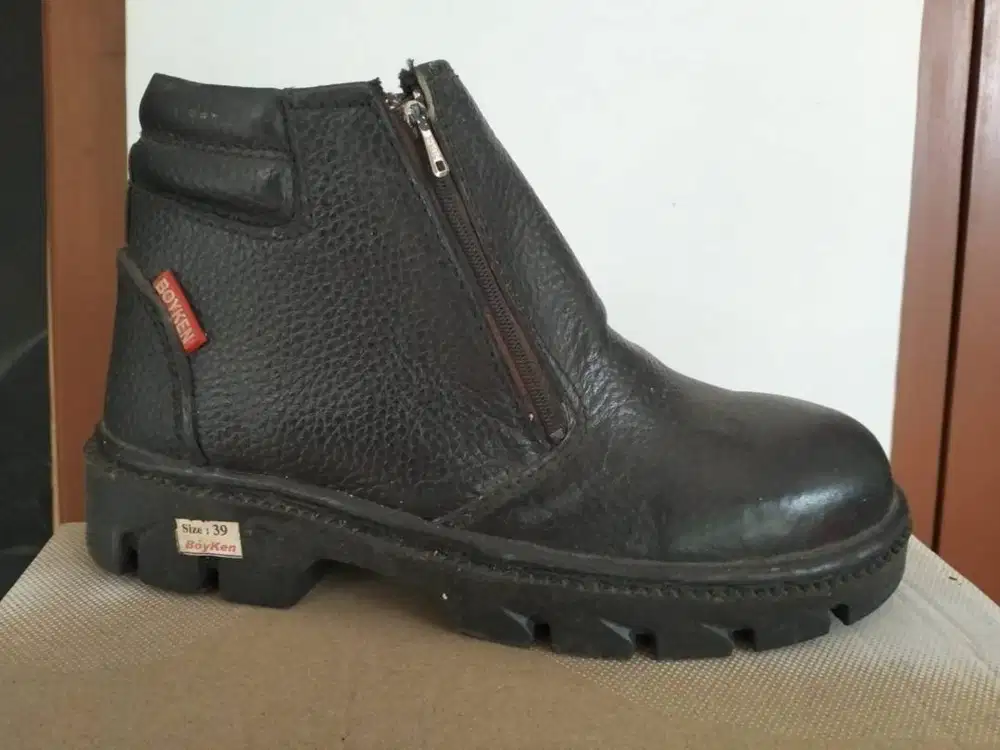 Sepatu Safety Kulit ASli resleting kode AAR