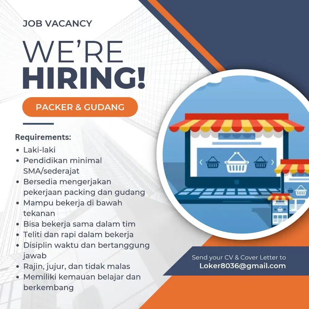 DICARI POSISI PACKER & GUDANG SIAP KERJA (DIUTAMAKAN PENGALAMAN)