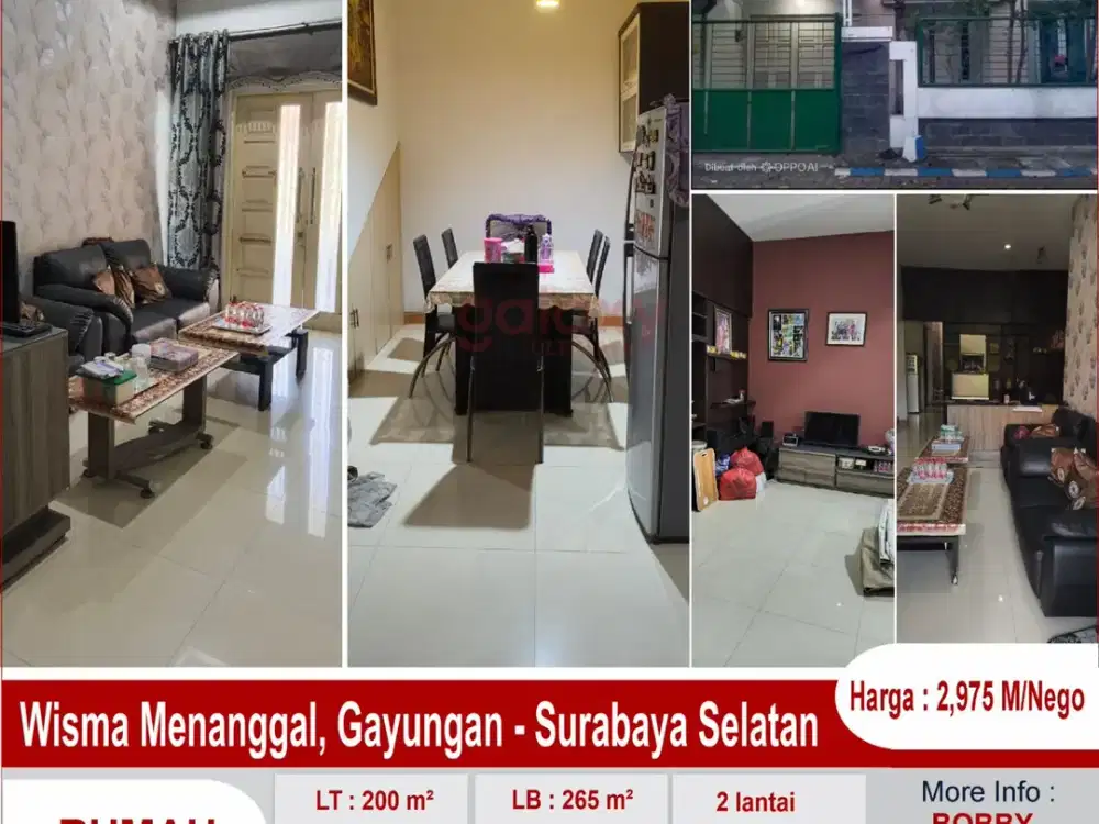 Rumah 2 Lantai Di Wisma Menanggal Gayungan Surabaya