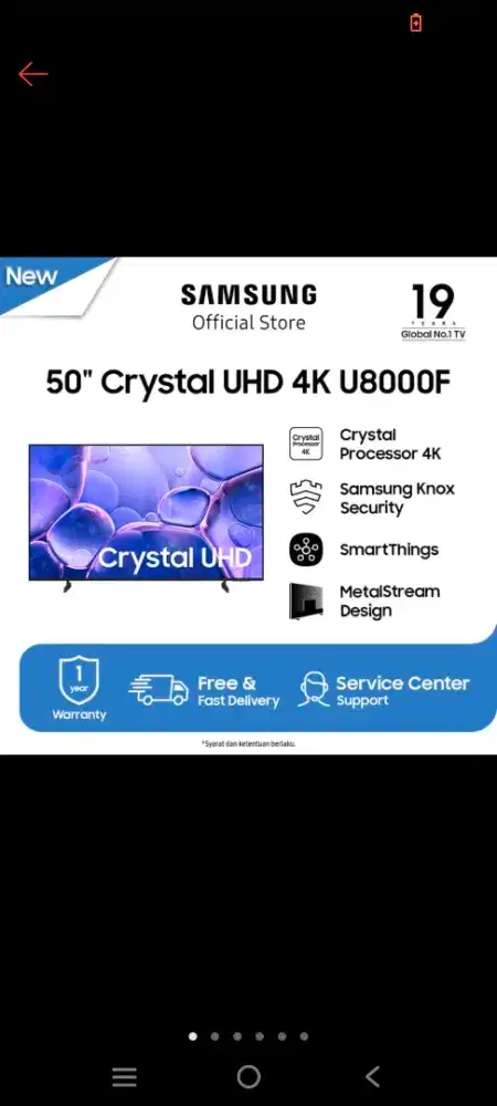 Samsung UHD 4K 50inch U8000F BNIB