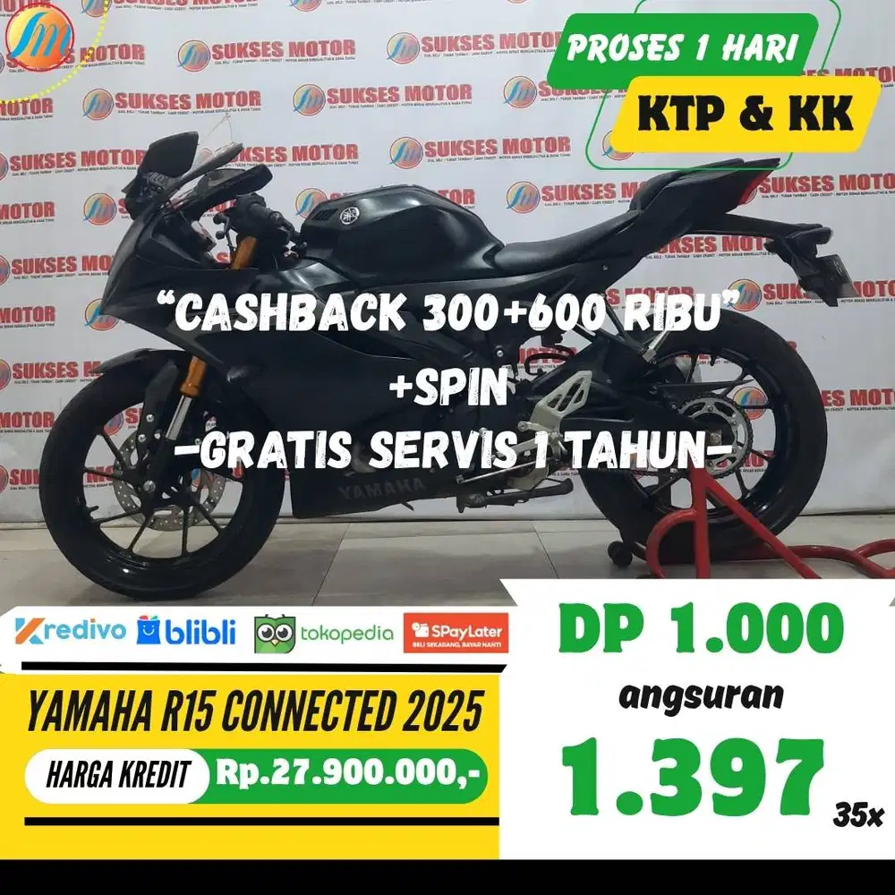 DP 1JUTA YAMAHA R15 CONNECTED 2025 ANGSURAN RINGAN BERGARANSI