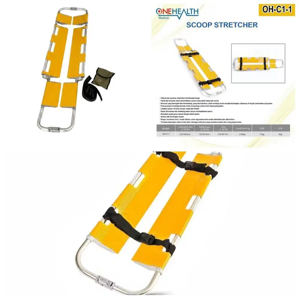OneHealth Scoop Stretcher (Model OH-C1-1 / Warna Kuning)