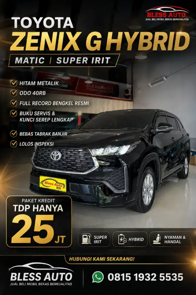 Toyota Zenix G 2023 Hybrid dp25jt HV 2024 hitam record resmi toyota