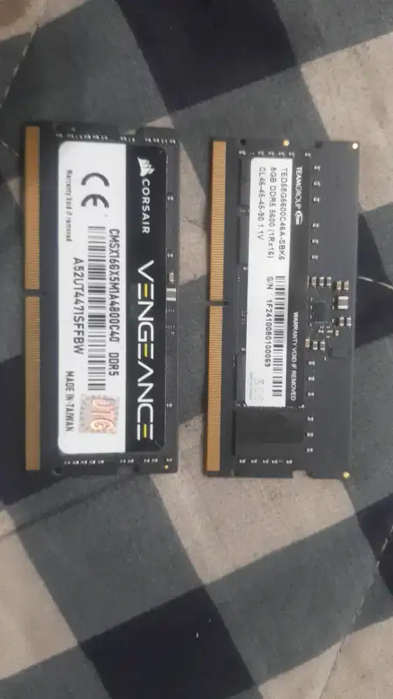 Ram laptop sodimm teamgroup 8gb ddr5 + corsair 16gb ddr5 seken normal