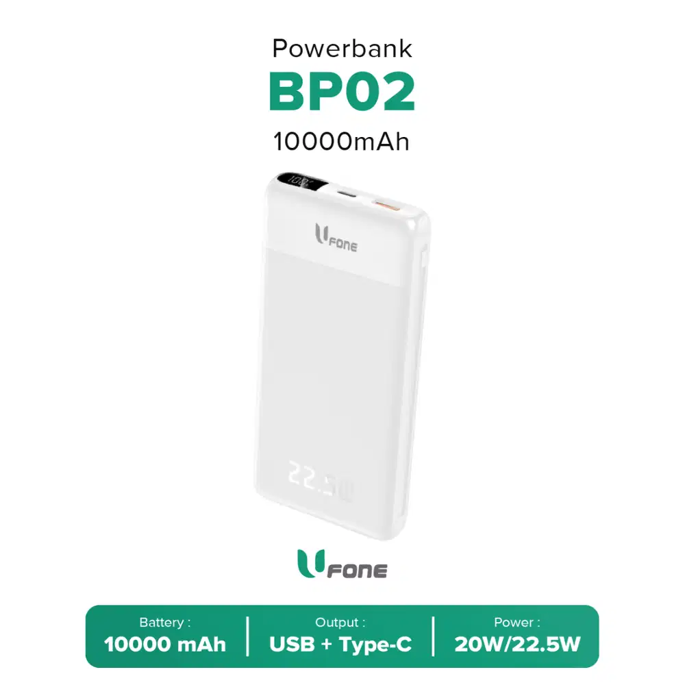Powerbank Ufone BP02 10000mAh 22.5W Quick Charge PD 20W
