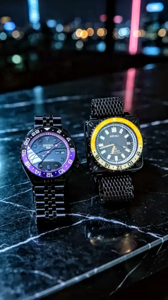 Jam seiko 5 dark joker & jam Seiko bell n ross mod kondisi like new