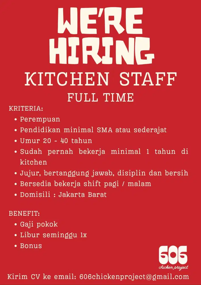 DI CARI KITCHEN STAFF FULL TIME