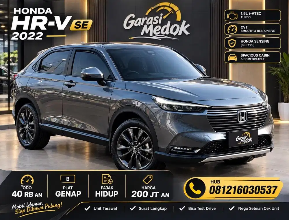 Honda HR-V HRV HR V SE 2022 Antik Low KM Murah Bekas Abu Genap Garansi