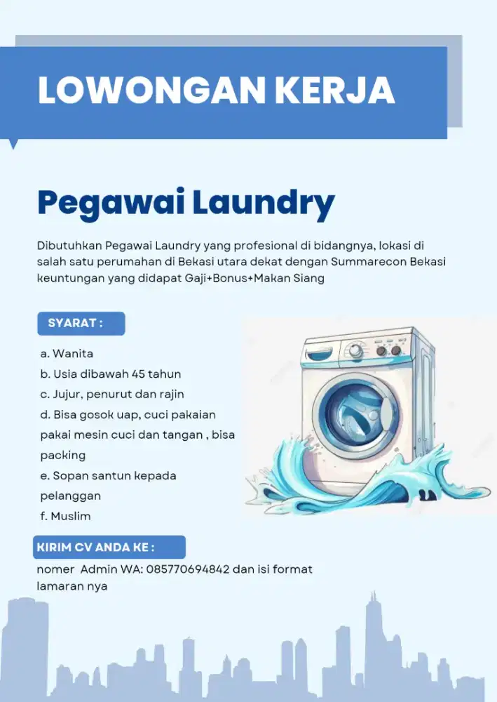 Dibutuhkan pegawai Laundry