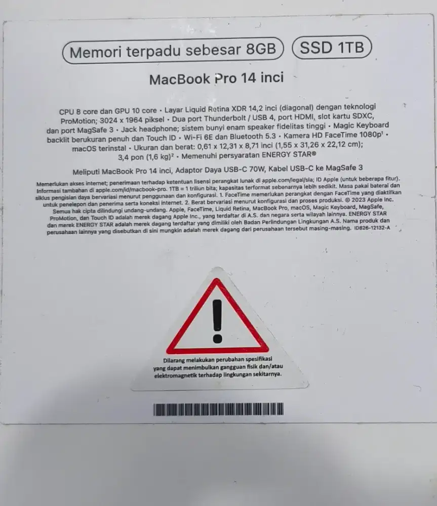 Ready New Macbook Pro M3 14 8/1TB Silver Ibox