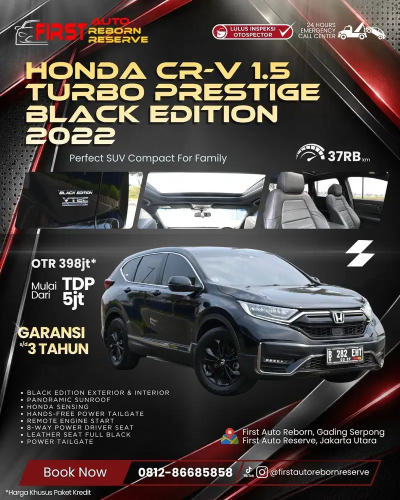 (TDP5jtan) CR-V 1.5 Turbo Prestige Black Edition tahun 2022
