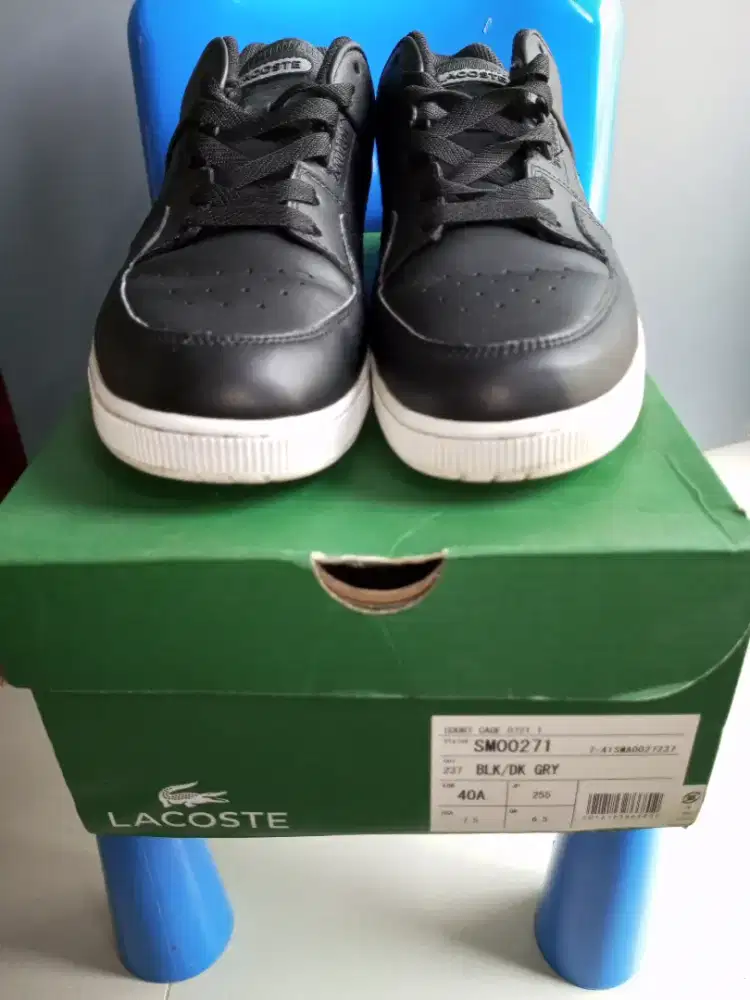 Sepatu Lacoste Court Cage 0721 Original Size 40 Black Grey Like New
