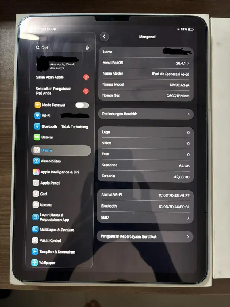 Apple ipad air 5 M1 2022 Second Pribadi