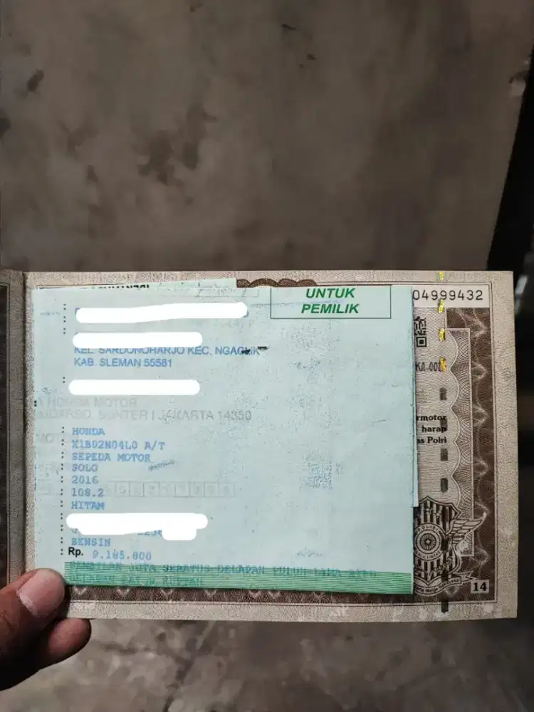 BPKB Asli Honda Beat 2016 Tangan Pertama Original Mulus Seperti Baru