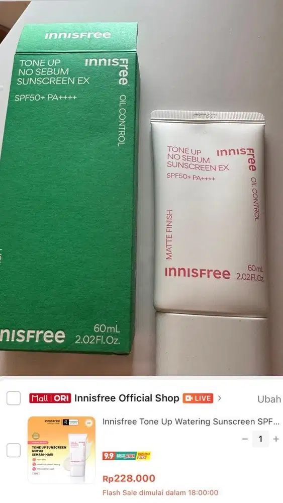 Innisfree tone up sun screen