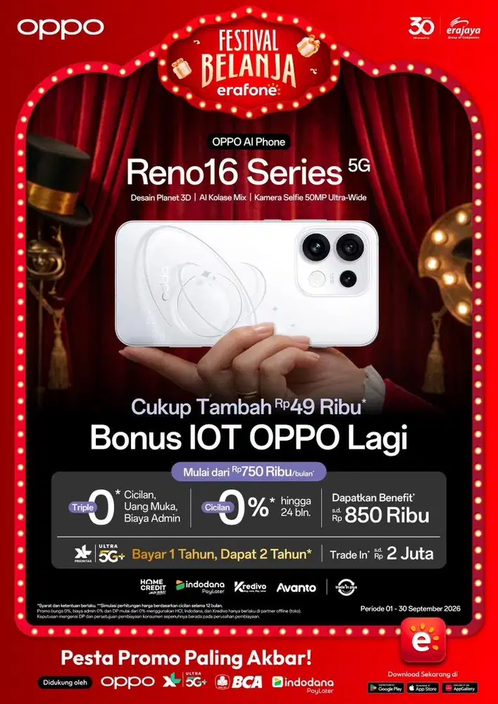 PROMO OPPO RENO 16 Bonus IOT Oppo, KREDIT SYARAT KTP ONLY