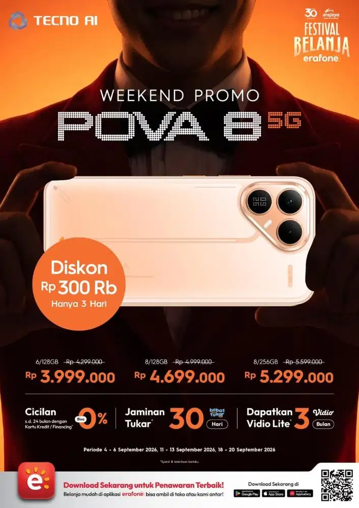PROMO DISKOn 300rb Tecno POVA 8 Hanya 3hari, CICILAN SYARAT KTP ONLY