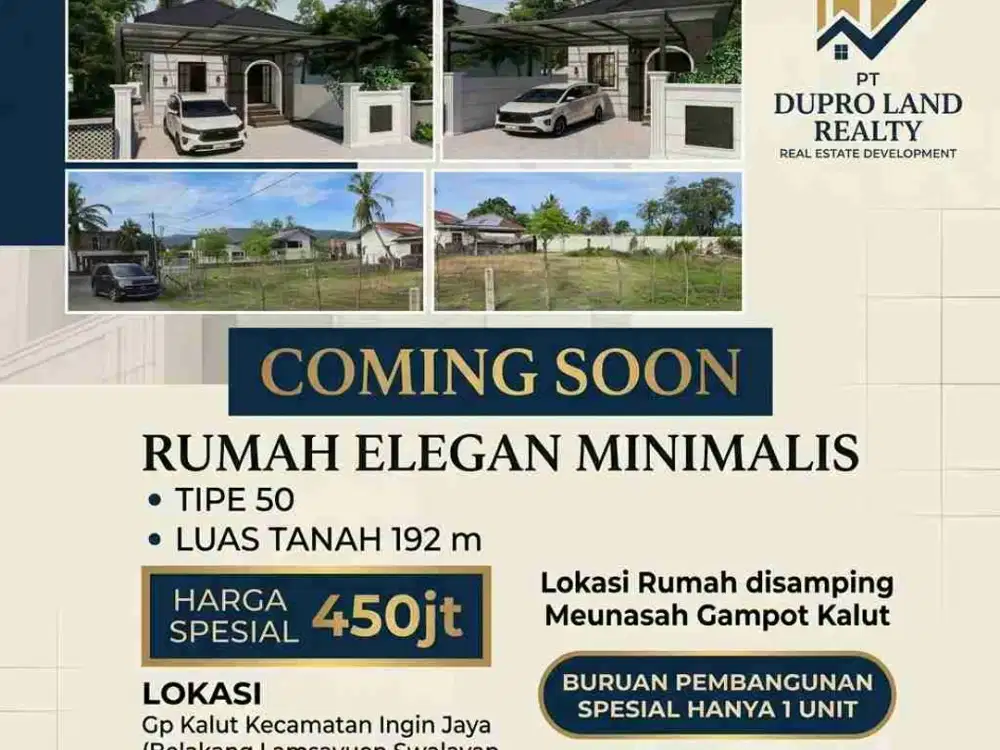 Rumah Elegan Minimalis Type 50 - Aceh Besar (Edisi Terbatas 1 Unit)