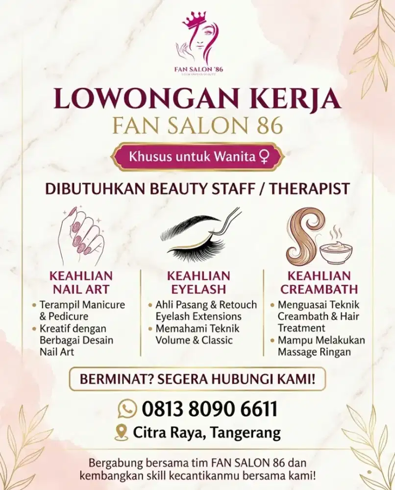 LOWONGAN KERJA SALON WANITA
