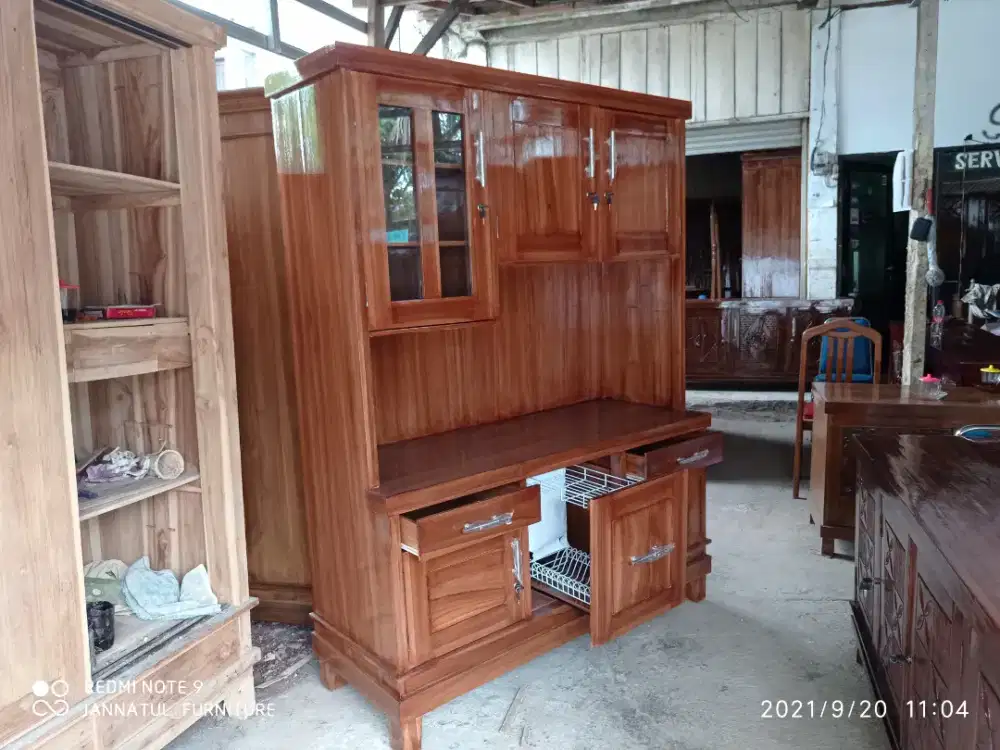 Lemari rak piring jati