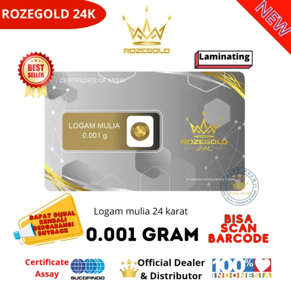 EMAS BABY GOLD MINI ROZEGOLD 24K 0.001 Gram Logam Mulia 24 Karat