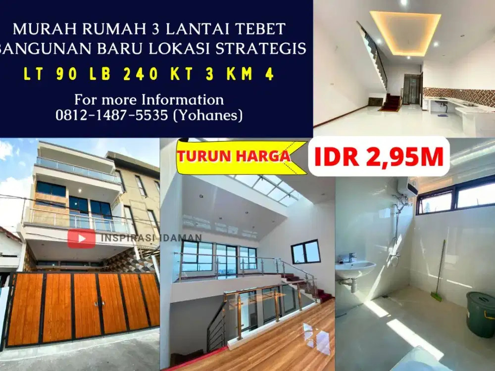 Rumah Tebet LT 90 m² 3 Lantai Akses 1 Mobil