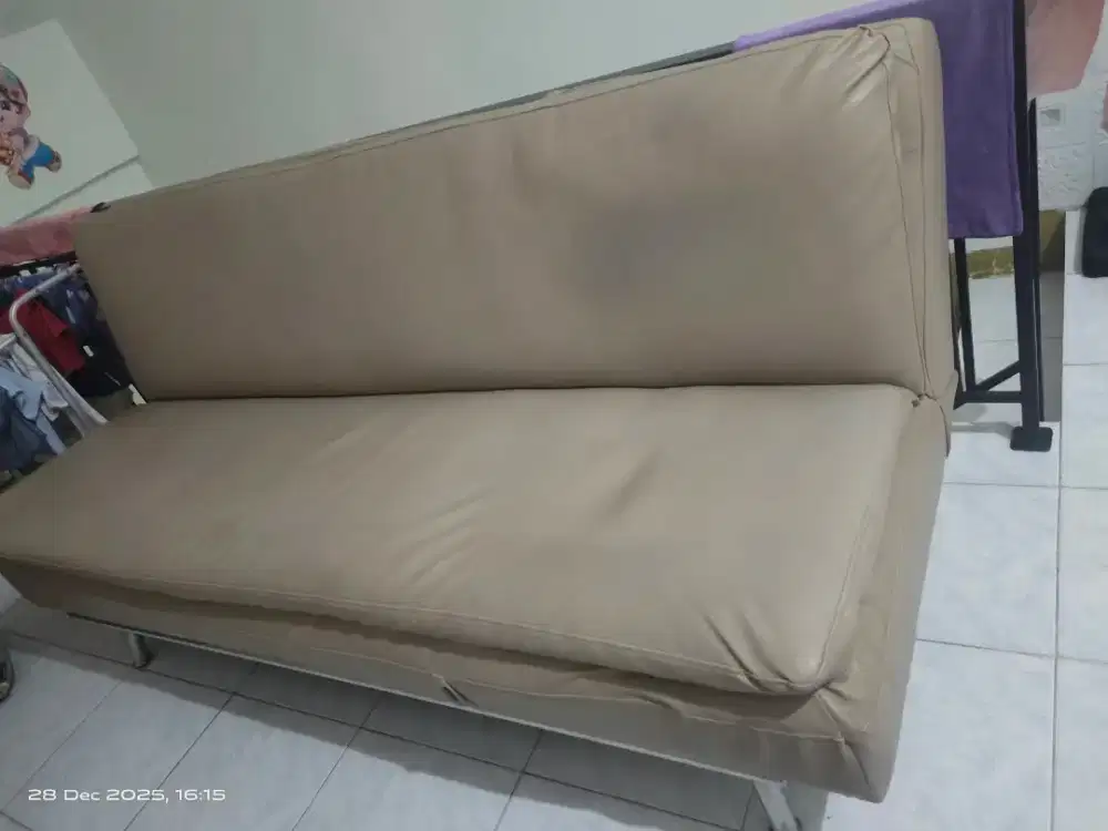 Sofabed 200x120cm kaki stainless