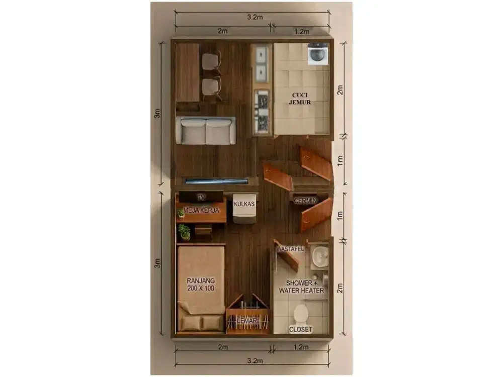 Dijual Kamar Kost Murah di Rungkut Asri Surabaya (Type 1bedroon)