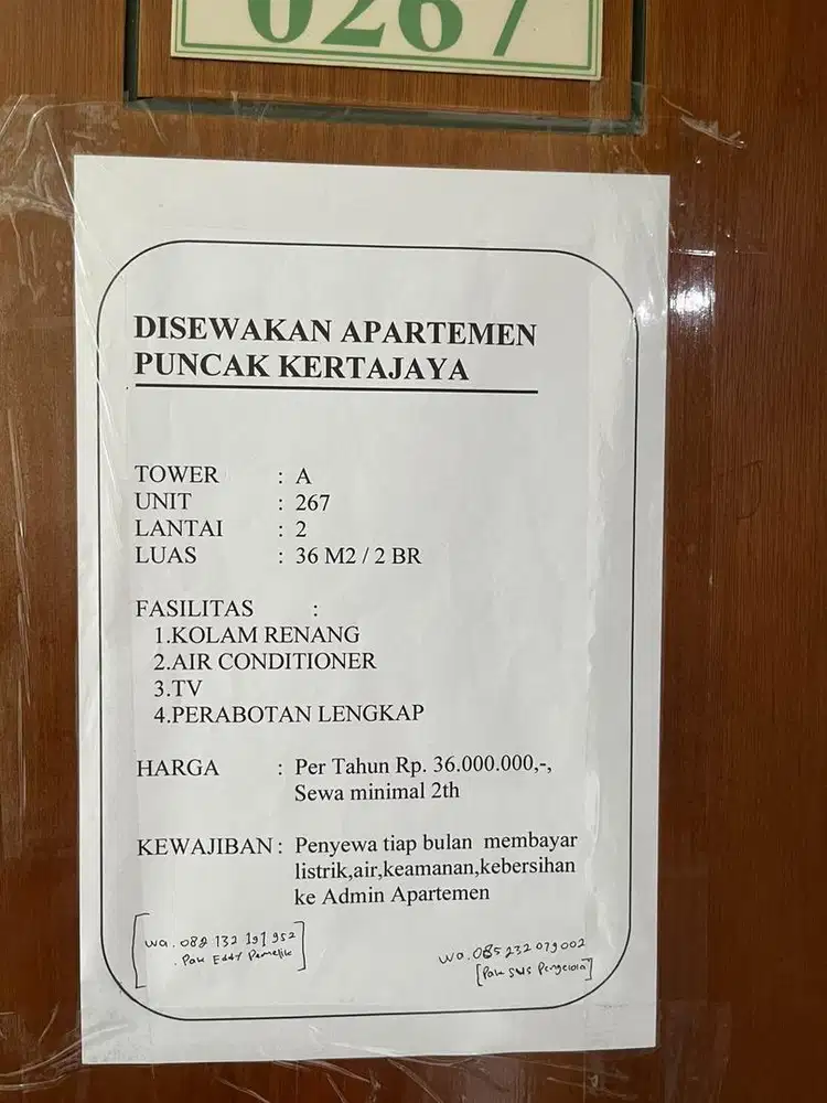 Full Furnished Apartement 2BR Puncak Kertajaya