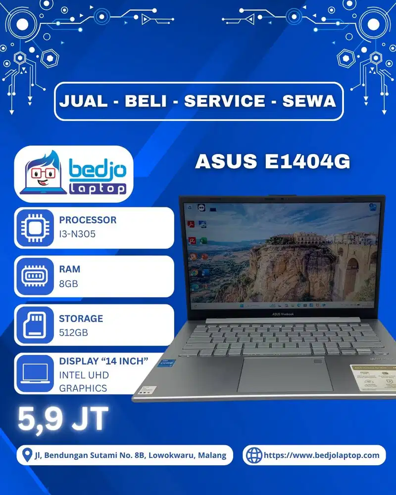 dengan SSD 512GB Lega, ASUS E1404G Core i3-N305