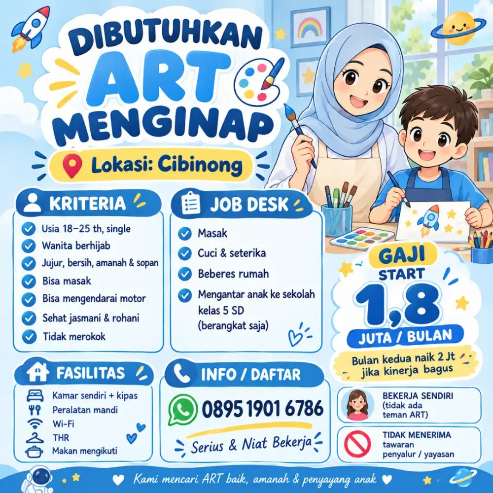 Dicari ART Menginap