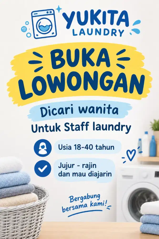 Dibutuhkan karyawan Laundry (WANITA)