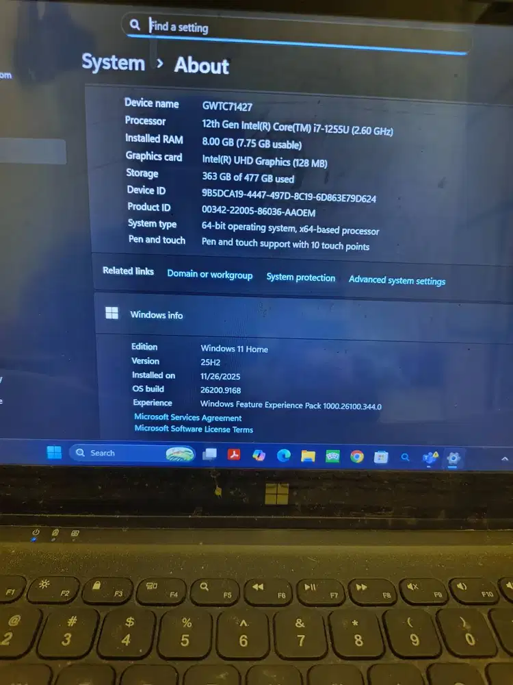 Laptop gateway i7 gen12 Windows11