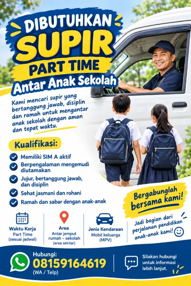 Butuh Driver Part Time Pagi Hari