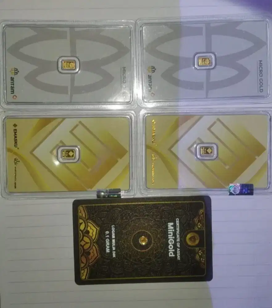 Paket Emas Murni 24K Total 0,5g (5 Keping 0,1g) Antam / HA / MiniGold